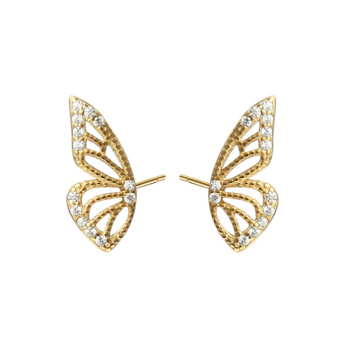 Silver 925 Studded Butterfly Wing Bling Earrings